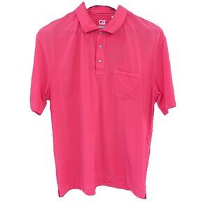 Cutter & Buck Large Polo Coral Solid DryTec Moisture Wicking Cedarbrook FLAW